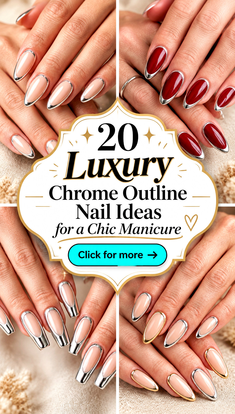 20 Luxury Chrome Outline Nail Ideas for a Chic Manicure - 20 Luxury Chrome Outline Nail Ideas for a Chic Manicure