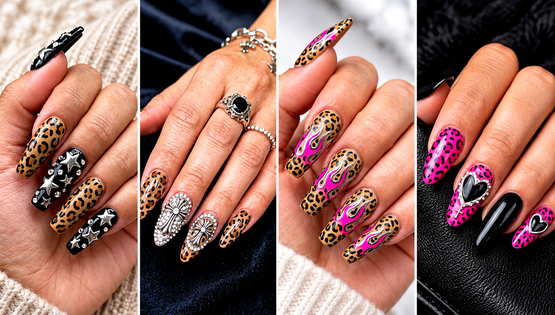 20 McBling Gothic Leopard Y2K Nail Ideas for Bold Glamour