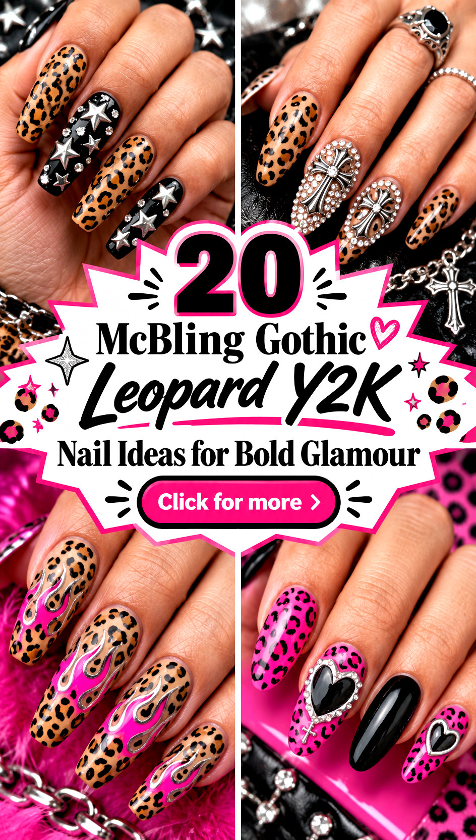20 McBling Gothic Leopard Y2K Nail Ideas for Bold Glamour - 20 McBling Gothic Leopard Y2K Nail Ideas for Bold Glamour