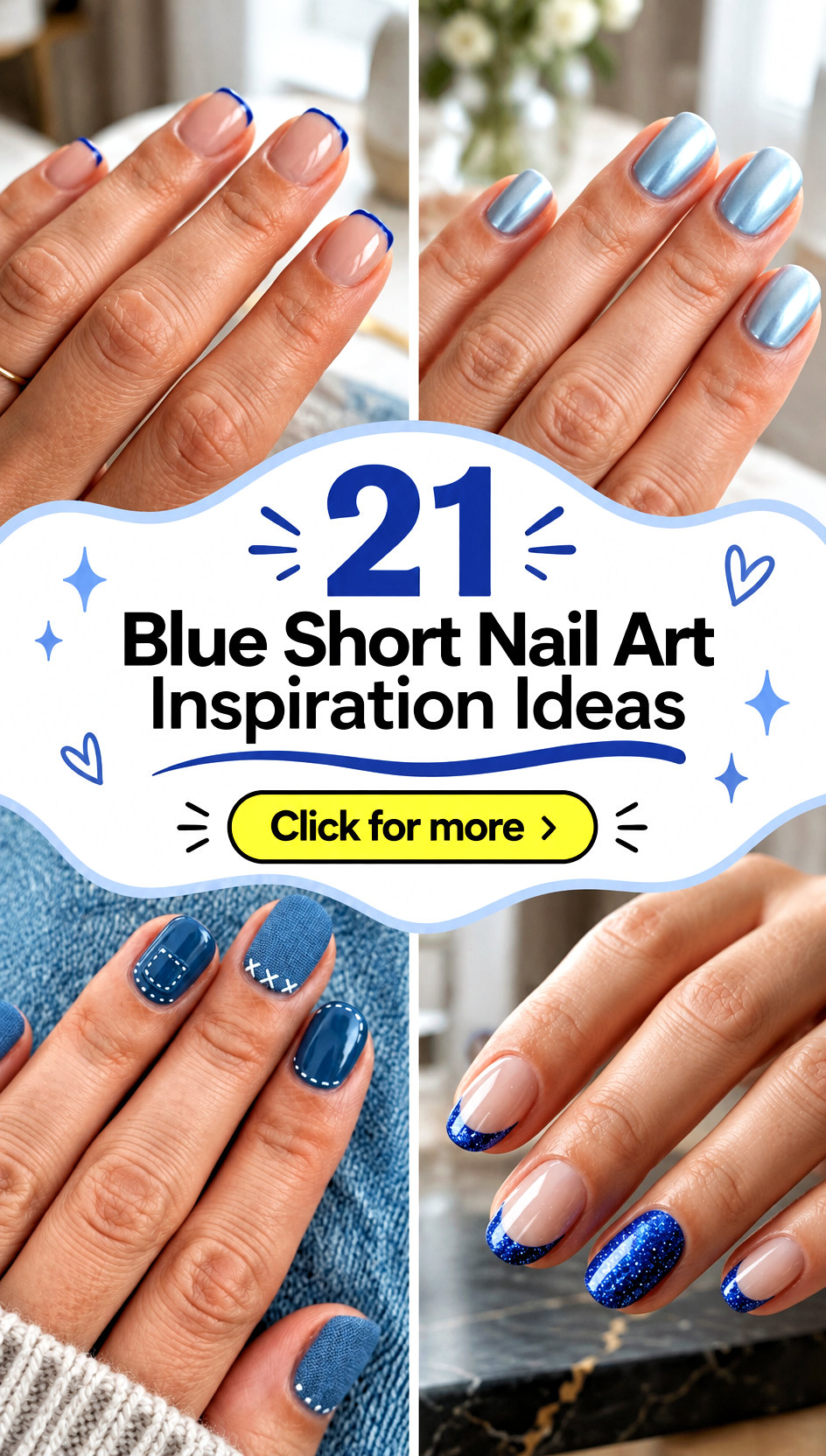 21 Blue Short Nail Art Inspiration Ideas for Chic Weekends - 21 Blue Short Nail Art Inspiration Ideas for Chic Weekends