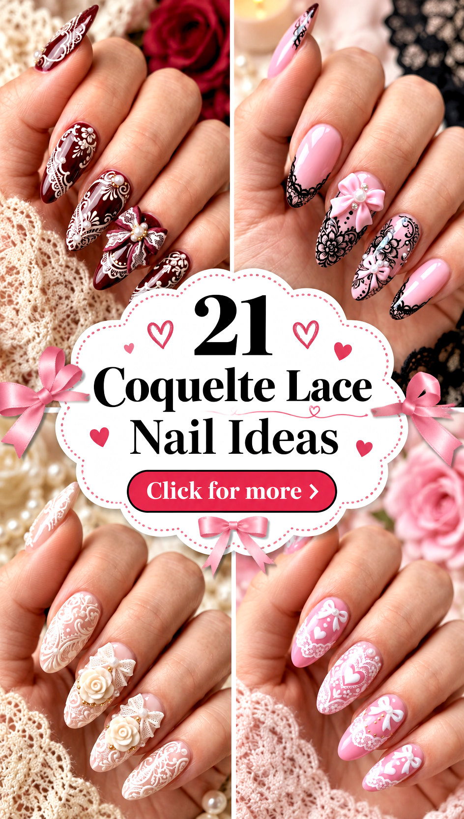 21 Coquelte Lace Nail Ideas for a Soft Romantic Date Look - 21 Coquelte Lace Nail Ideas for a Soft, Romantic Date Look