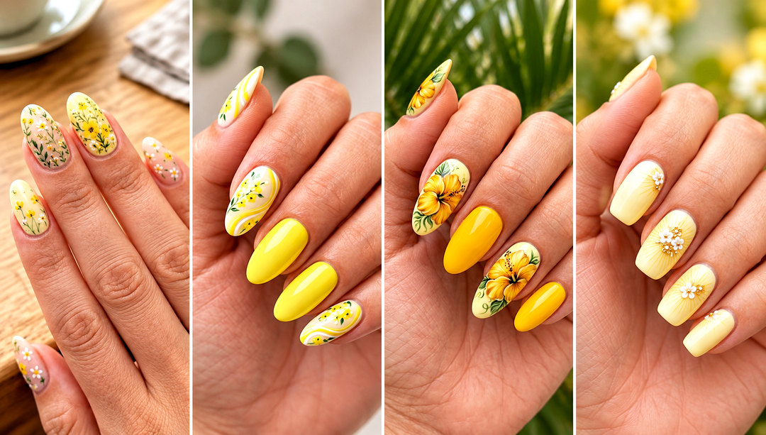 21 Dreamy Yellow Floral Summer Nail Ideas for Sunny Days
