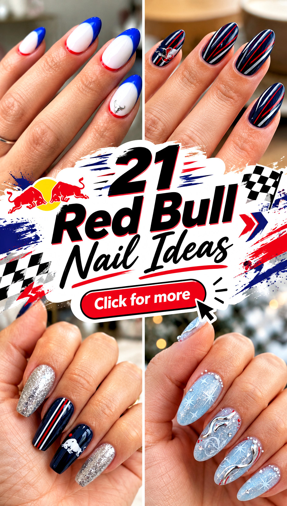 21 Red Bull Nail Ideas for Bold Playful Festival Manicures - 21 Red Bull Nail Ideas for Bold, Playful Festival Manicures