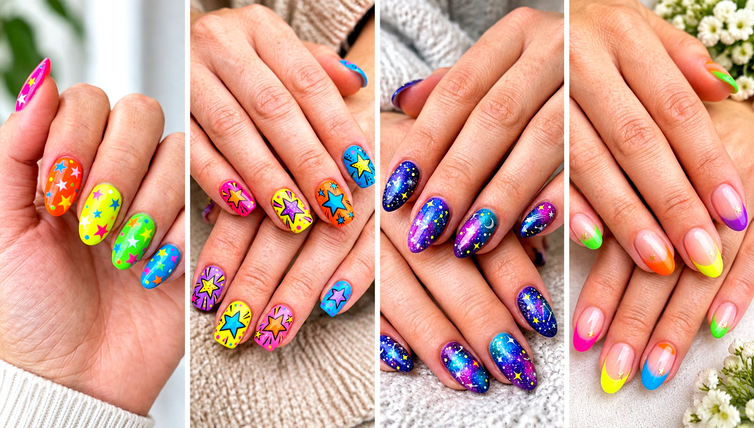 22 Colorful Mix and Match Star Nail Ideas for Playful Glam