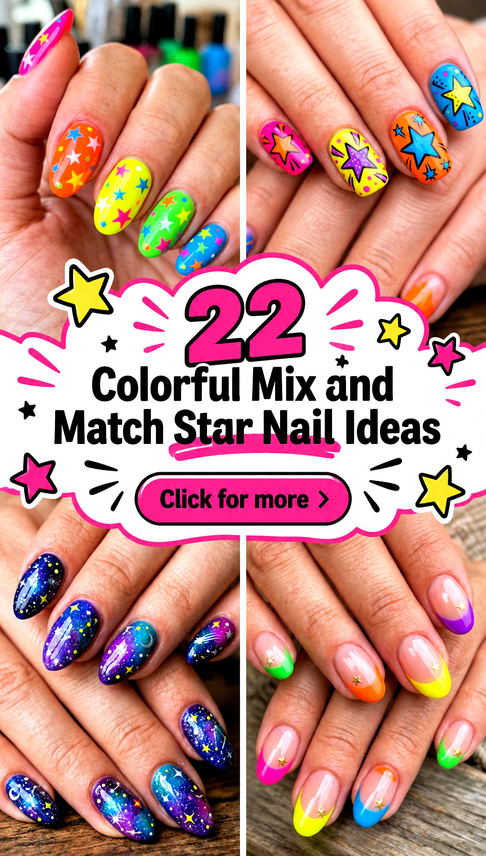 22 Colorful Mix and Match Star Nail Ideas for Playful Glam - 22 Colorful Mix and Match Star Nail Ideas for Playful Glam
