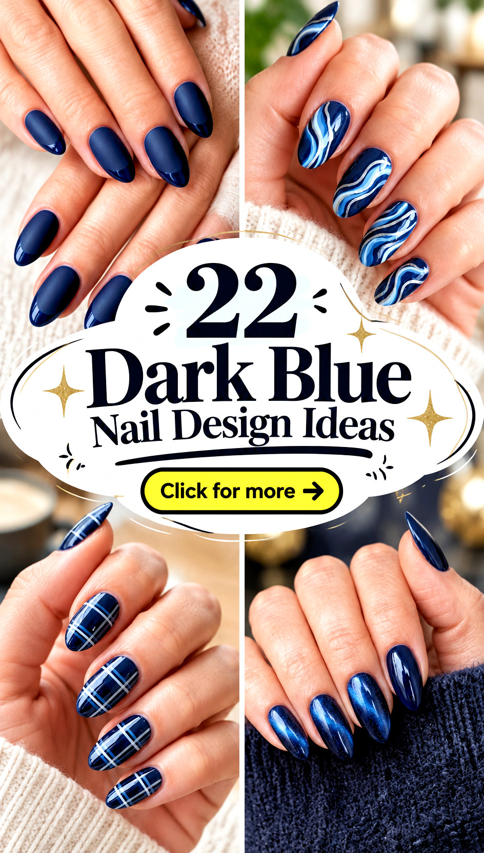 22 Dark Blue Nail Design Ideas for a Chic Evening Look - 22 Dark Blue Nail Design Ideas for a Chic Evening Look