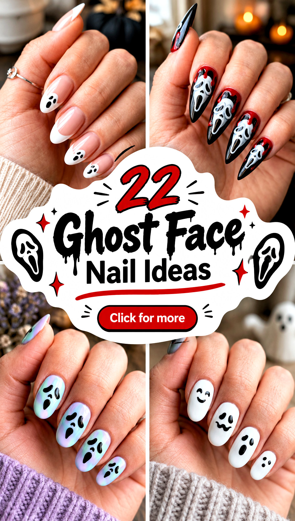 22 Ghost Face Nail Ideas for a Chilling Halloween Manicure - 22 Ghost Face Nail Ideas for a Chilling Halloween Manicure