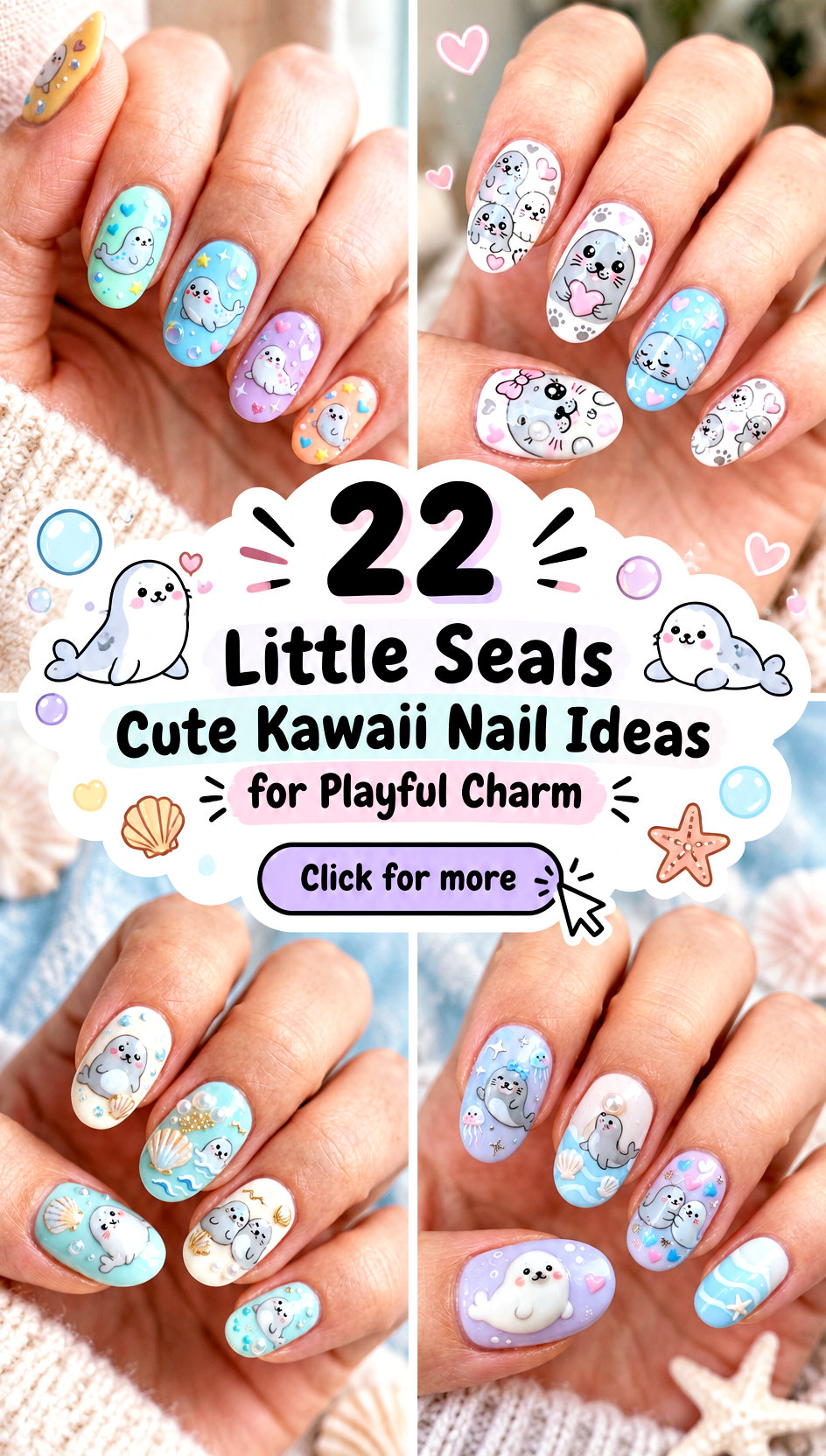 22 Little Seals Cute Kawaii Nail Ideas for Playful Charm - 22 Little Seals Cute Kawaii Nail Ideas for Playful Charm