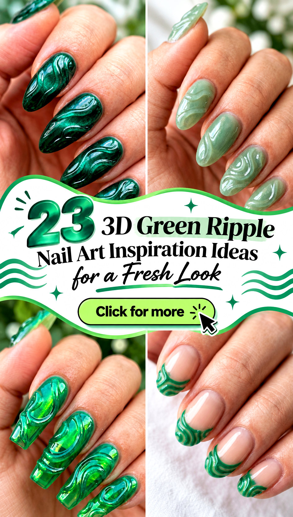 23 3D Green Ripple Nail Art Inspiration Ideas for a Fresh Look - 23 3D Green Ripple Nail Art Inspiration Ideas for a Fresh Look