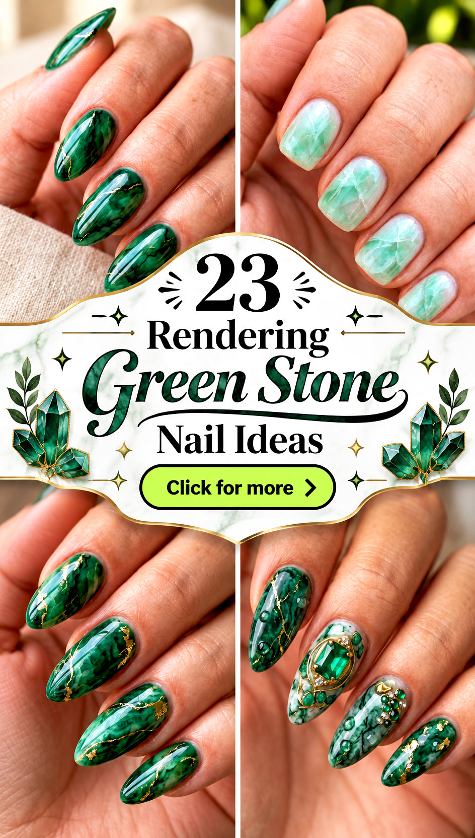 23 Rendering Green Stone Nail Ideas for a Rich Earthy Look - 23 Rendering Green Stone Nail Ideas for a Rich, Earthy Look