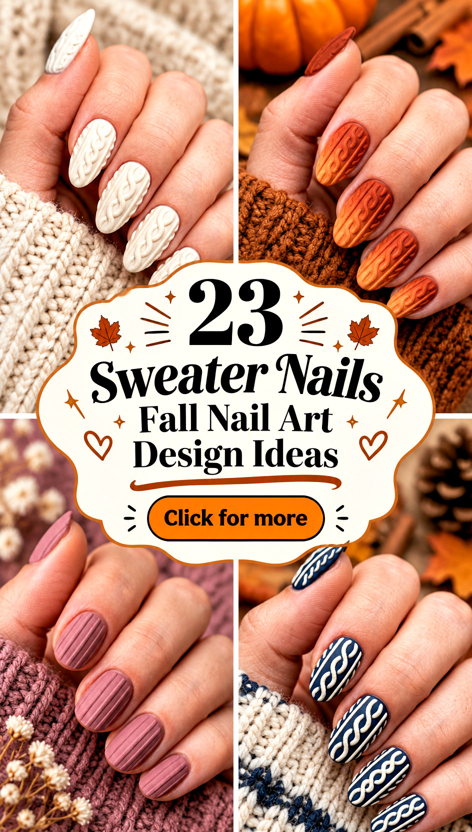 23 Sweater Nails Fall Nail Art Design Ideas for Cozy Days - 23 Sweater Nails Fall Nail Art Design Ideas for Cozy Days