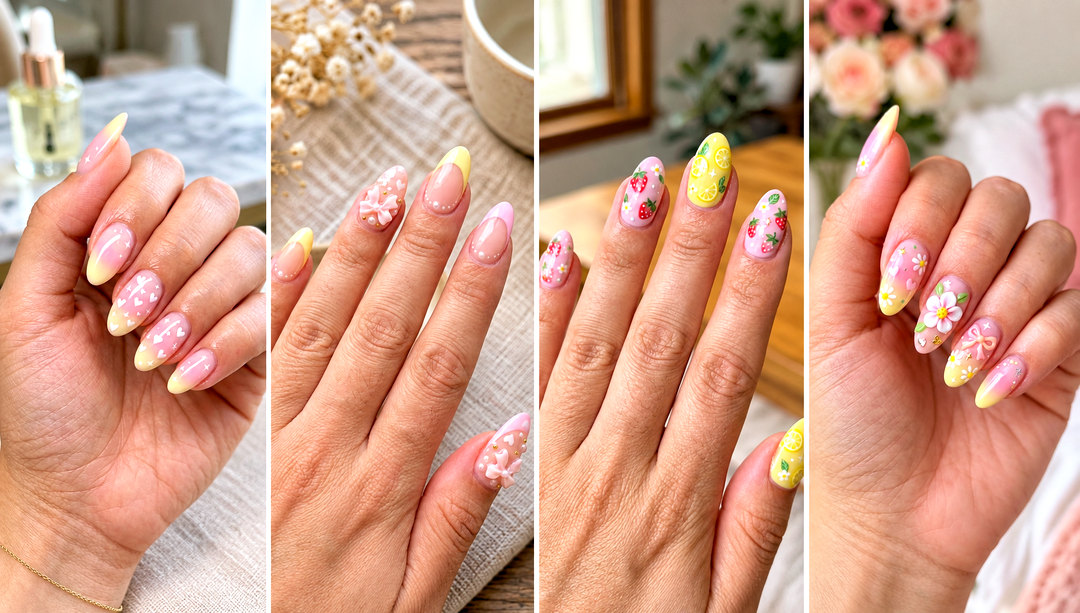 23 Yellow Pink Kawaii Nail Design Ideas for a Playful Look