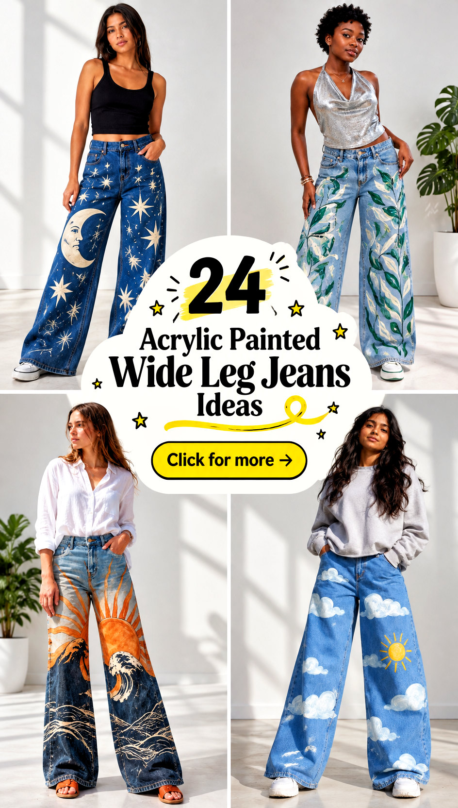 24 Acrylic Painted Wide Leg Jeans Ideas for Artsy Outfits - 24 Acrylic Painted Wide Leg Jeans Ideas for Artsy Outfits