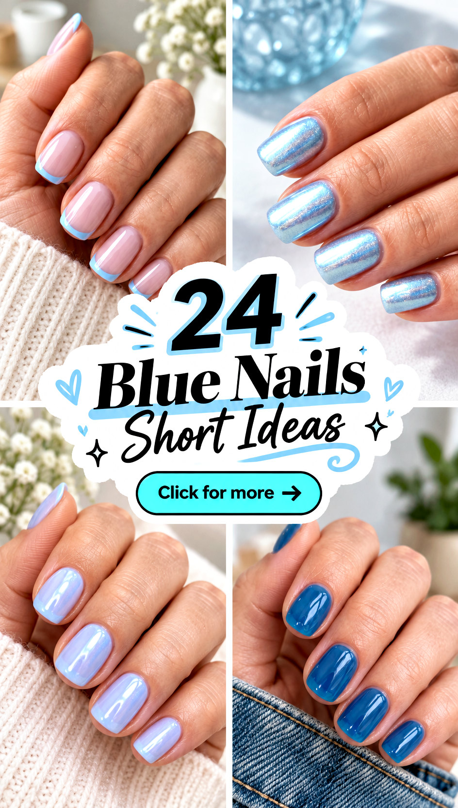 24 Blue Nails Short Ideas for a Fresh Chic Everyday Manicure - 24 Blue Nails Short Ideas for a Fresh, Chic Everyday Manicure