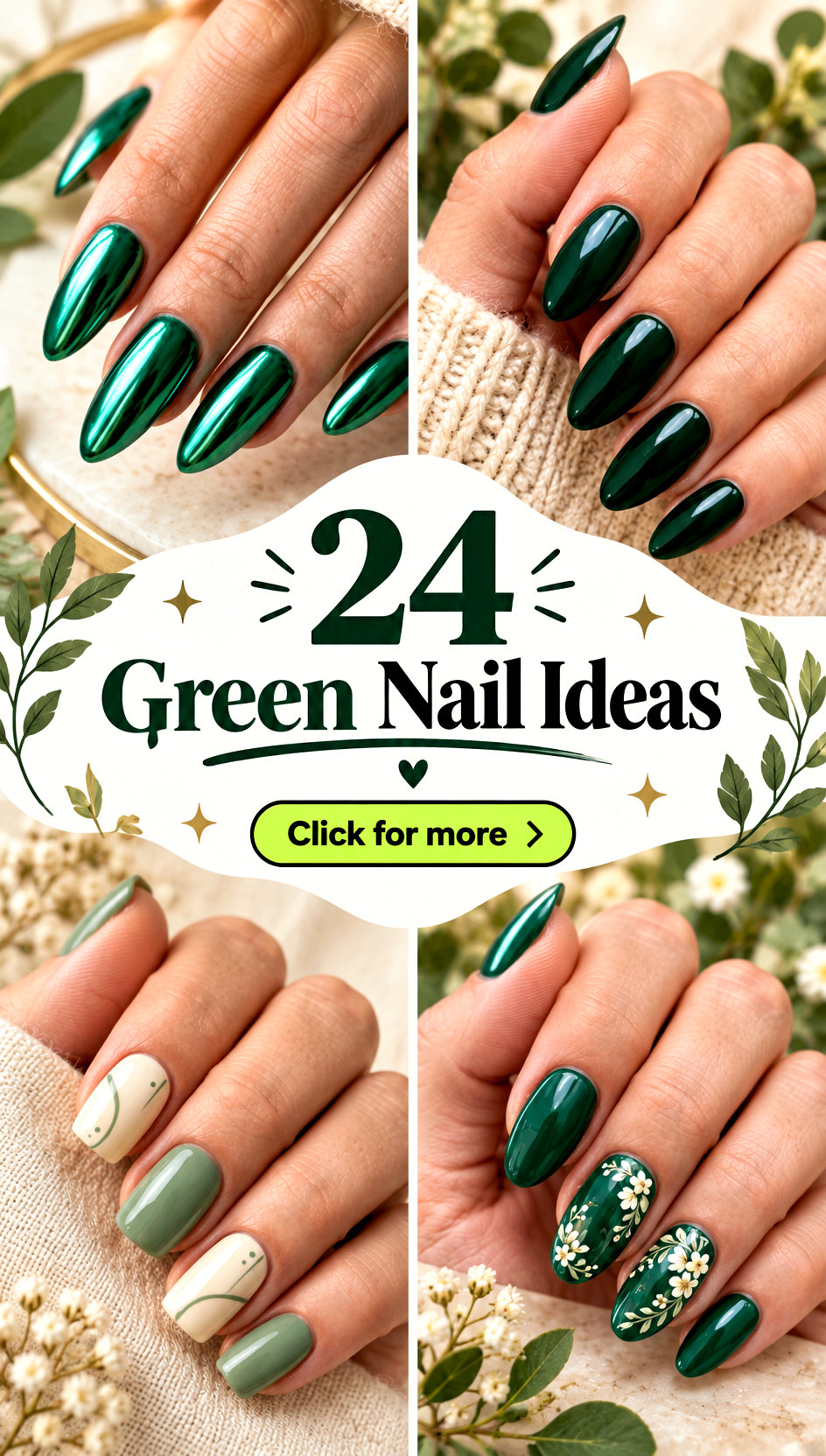 24 Green Nail Ideas for a Fresh and Playful Spring Look - 24 Green Nail Ideas for a Fresh and Playful Spring Look