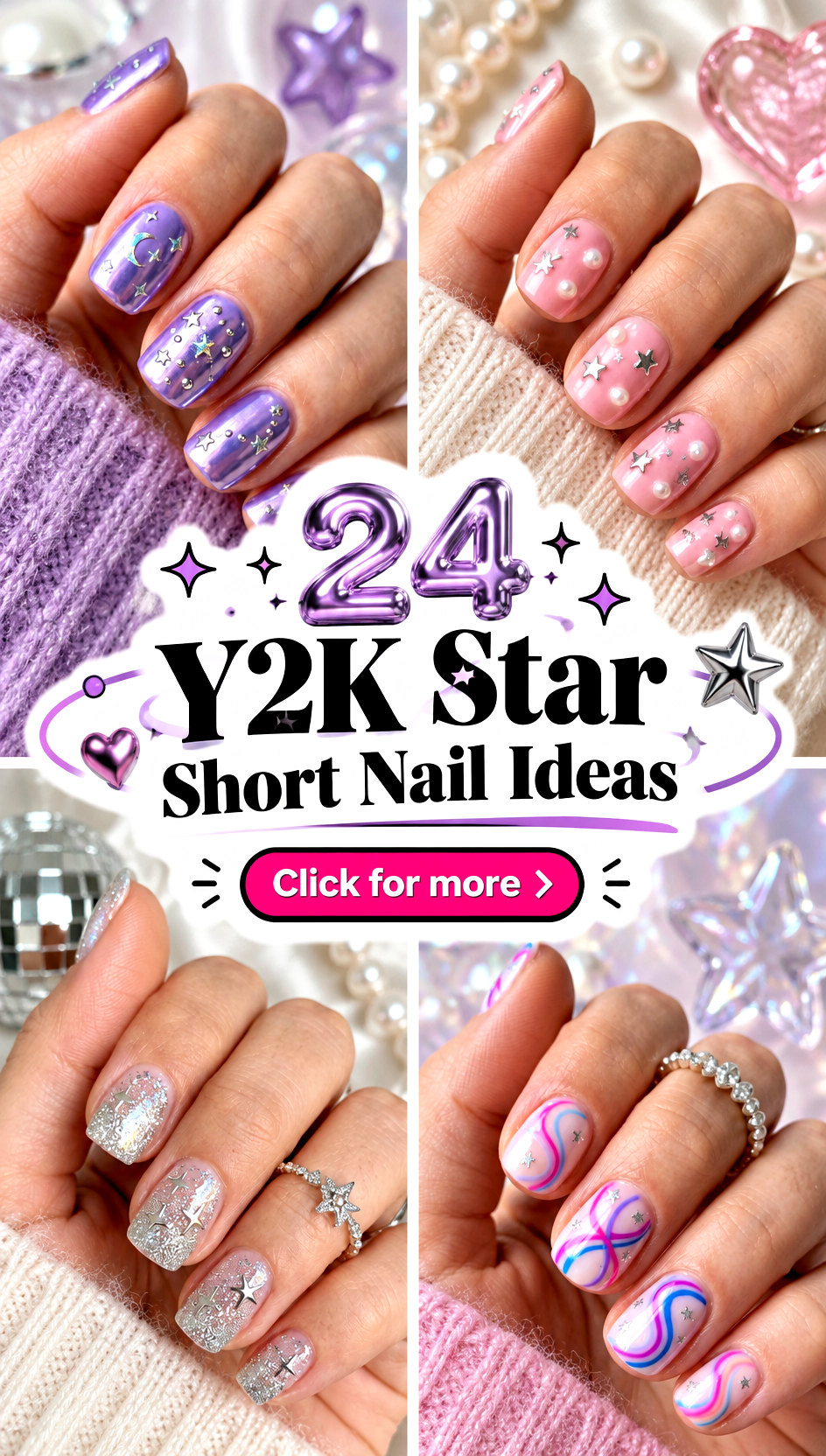 24 Y2K Star Short Nail Ideas for a Playful Nostalgic Look - 24 Y2K Star Short Nail Ideas for a Playful Nostalgic Look