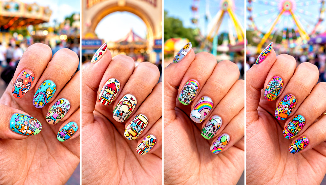 25 Cartoon Park Nail Ideas for a Playful Theme Park Trip
