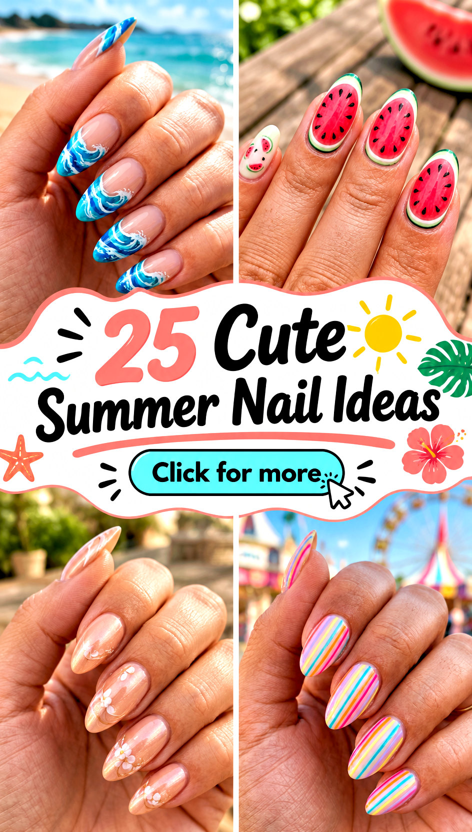 25 Cute Summer Nail Ideas for a Bright Playful Vacation - 25 Cute Summer Nail Ideas for a Bright, Playful Vacation