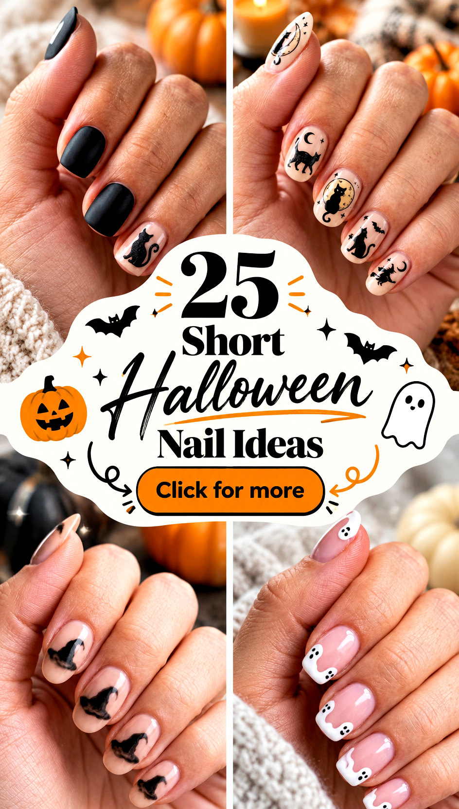 25 Short Halloween Nail Ideas for Cute Spooky Party Style - 25 Short Halloween Nail Ideas for Cute, Spooky Party Style