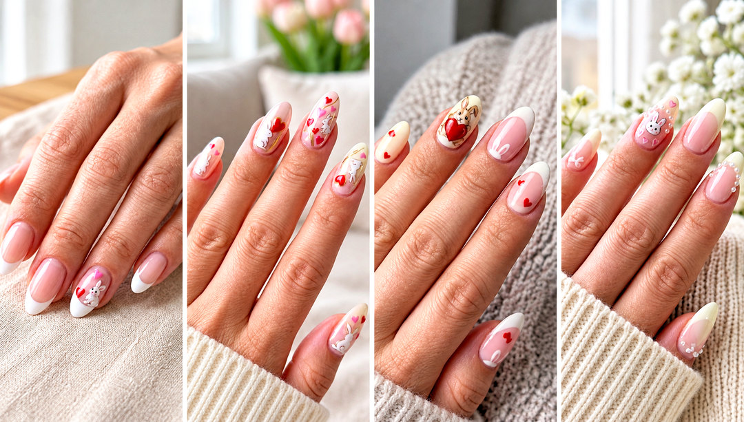 25 Sweet Heart Bunny Nails Idea Picks for Cute Date Looks