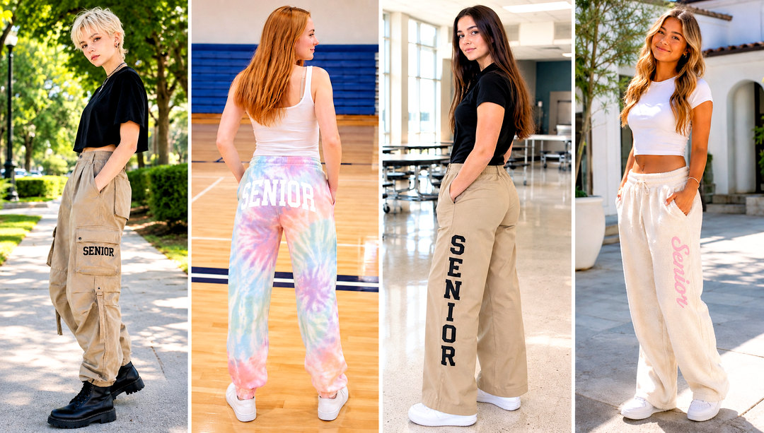 25 Varsity Font Stenciled Senior Pants for Bold 2027 Style