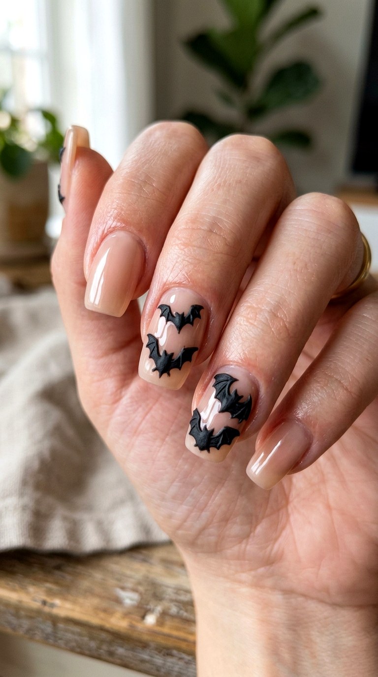 D Bat Halloween Nails - 20 halloween nail art ideas
