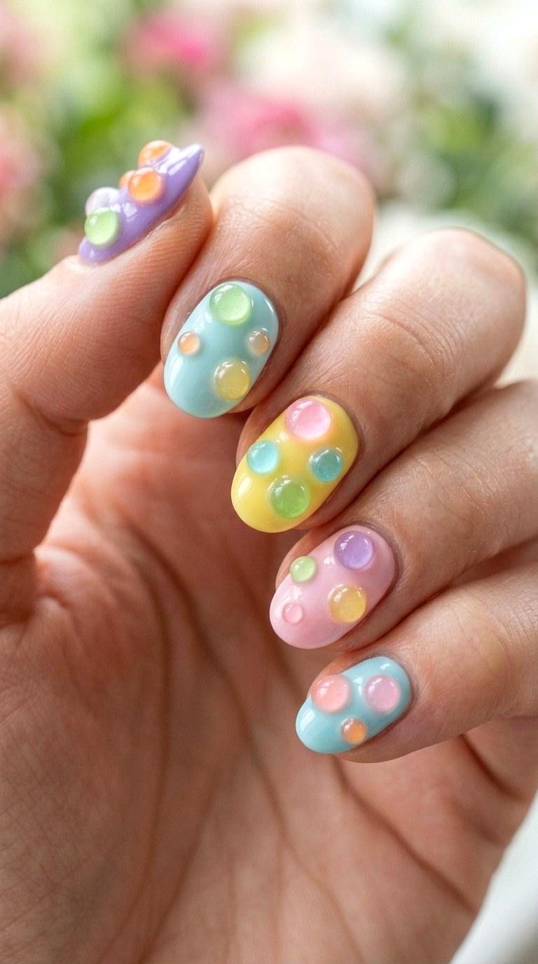 D Candy Blob Nails - 25 brigh spring funky nail ideas