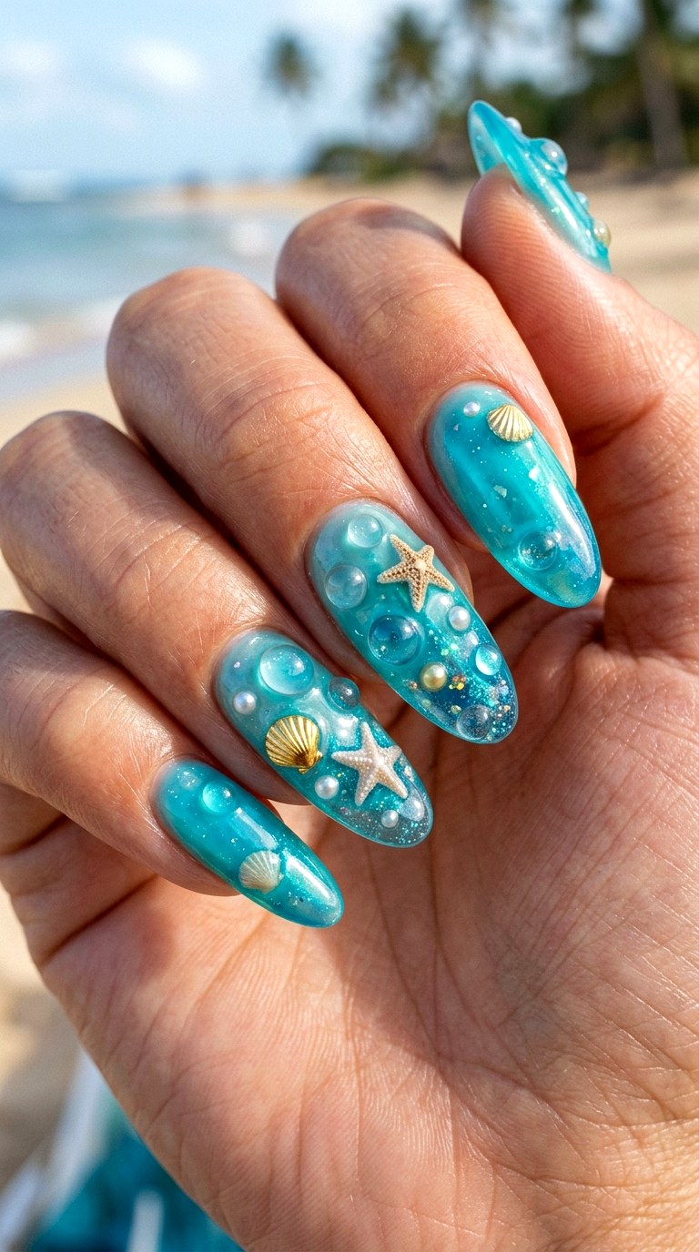D Jelly Ocean Bubbles Nails - 20 3D Ocean nails idea