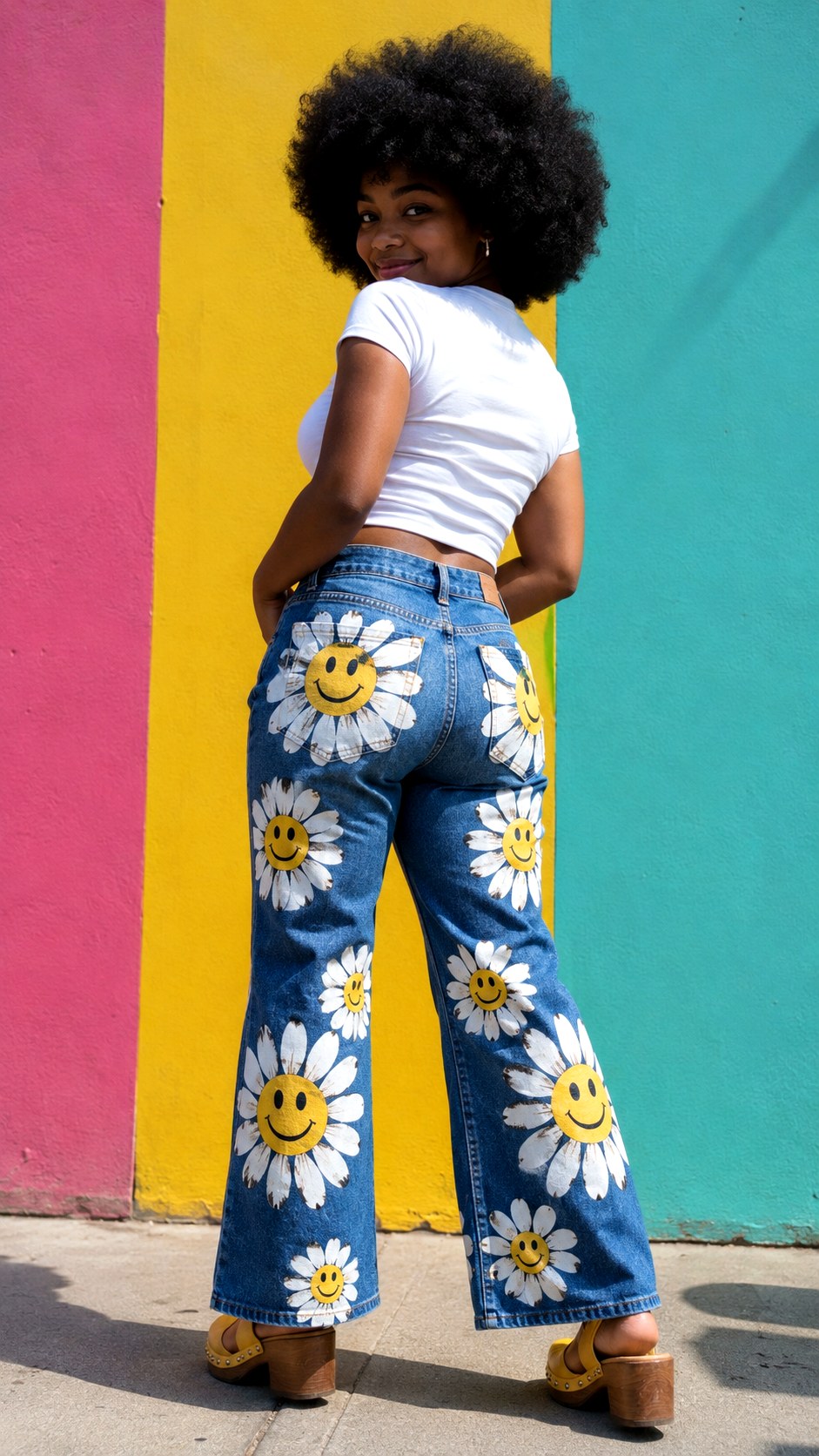 s Groovy Smiley Face Patterns - 23 custom hand painted senior jeans ideas
