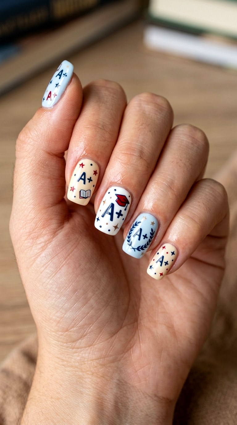 A Academic Accent Nails - 23 cute back to school nail ideas