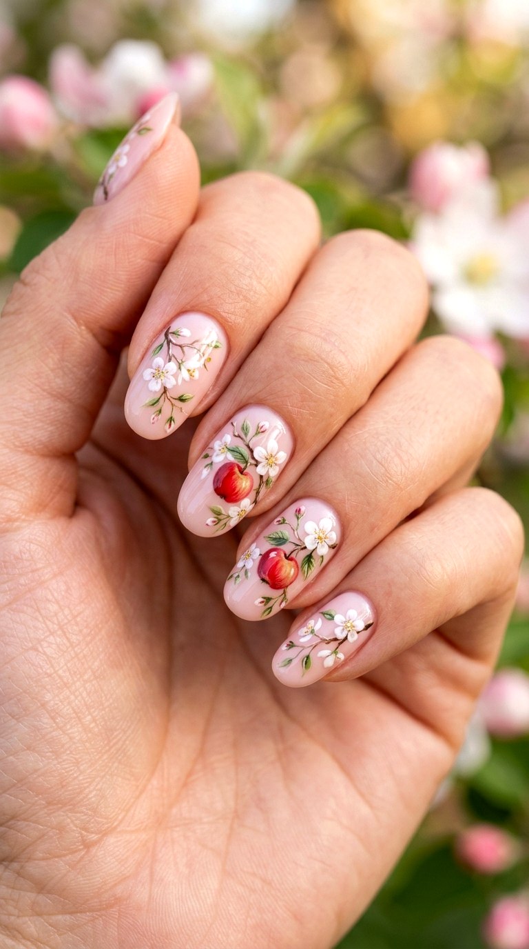Apple Blossom Storybook - 20 apple whimsical nail design ideas