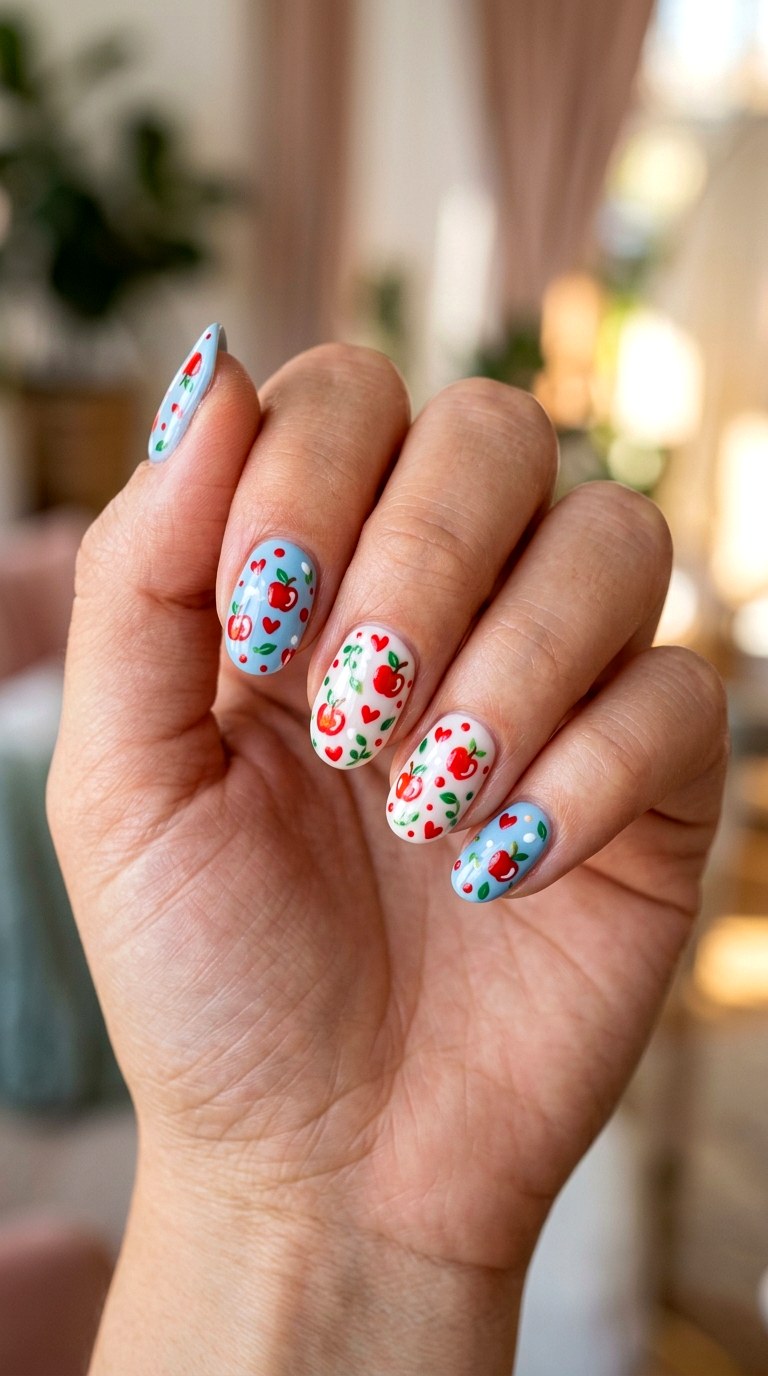 Apple Confetti Party Nails - 20 apple whimsical nail design ideas