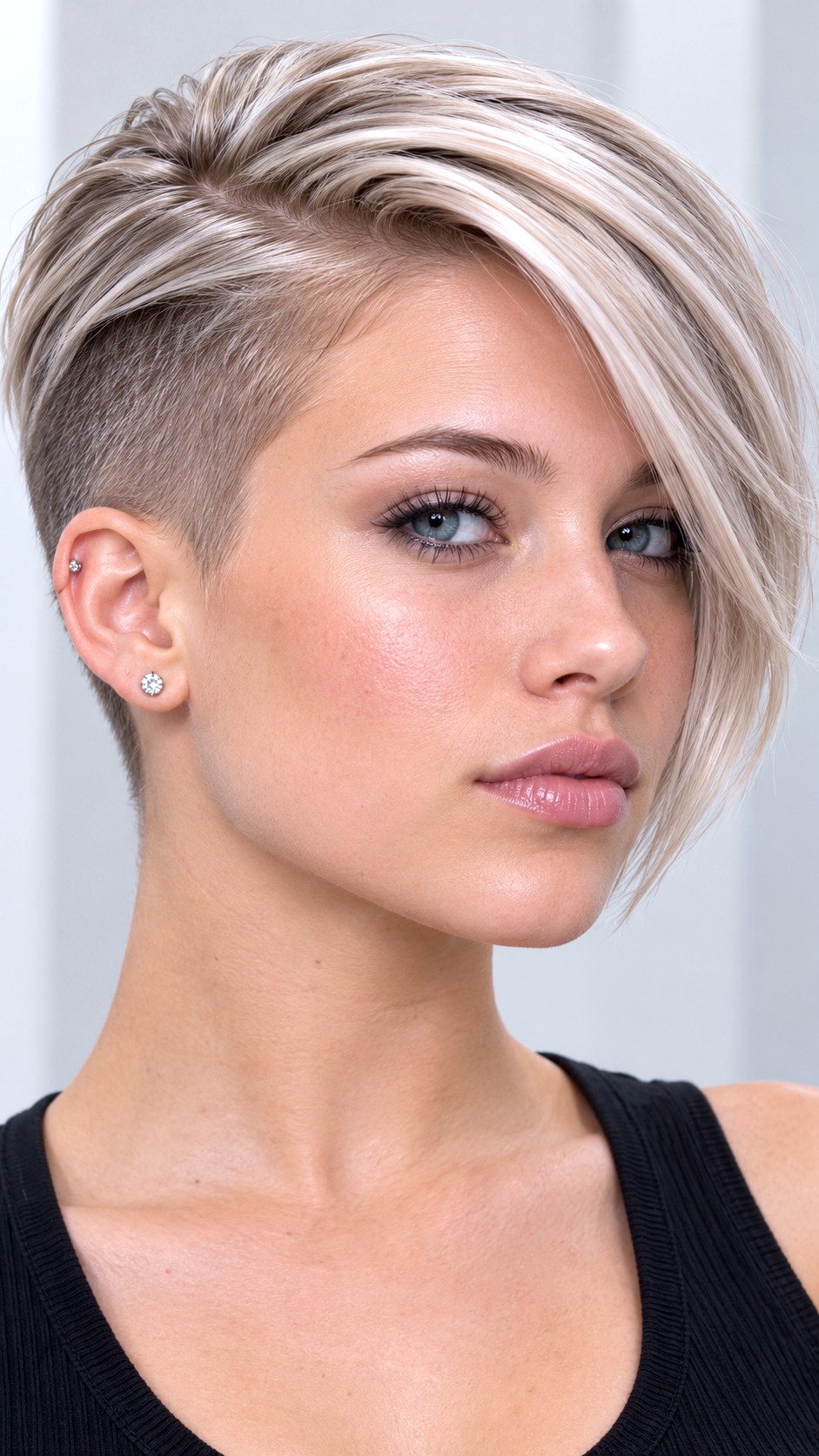 Ash Blonde Babylights on Undercut - 24 short hair highlights ideas