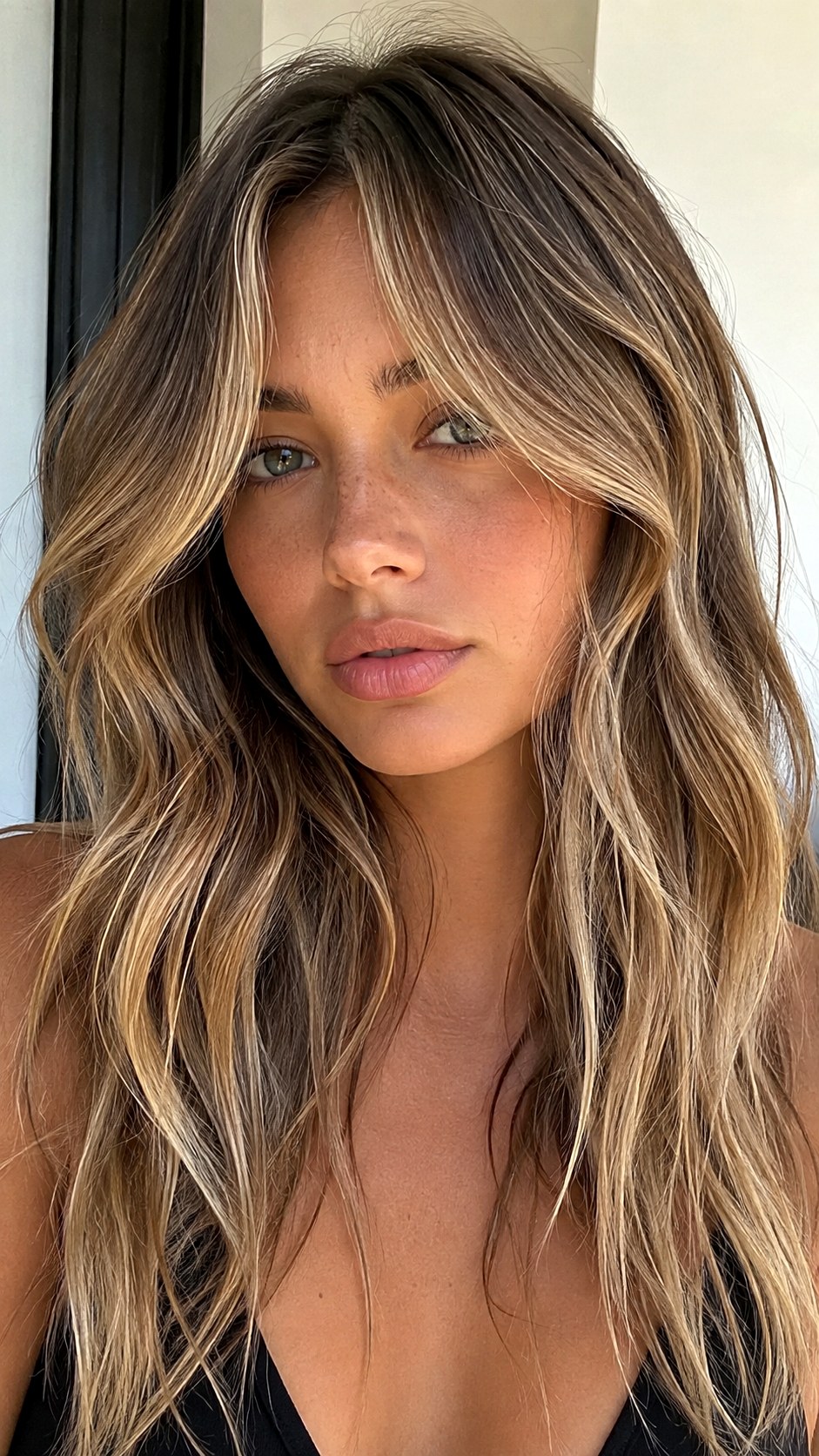Ashy Bronde Beach Wave Blend long curtain bangs - 22 Long Curtain Bangs Ideas