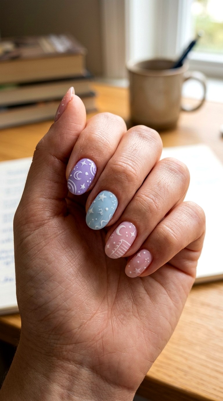 Back to School Star Doodles - 25 back to school nail ideas