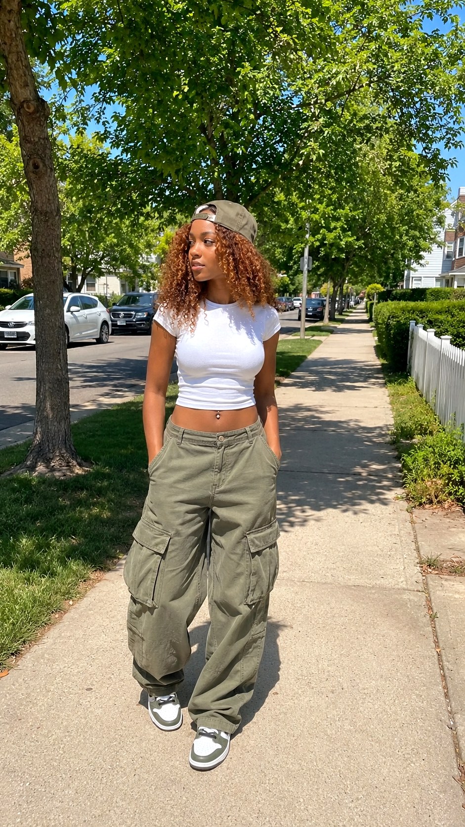Baggy Cargo Pants With Baby Tee - 25 Indie Aesthetic Outfits Ideas