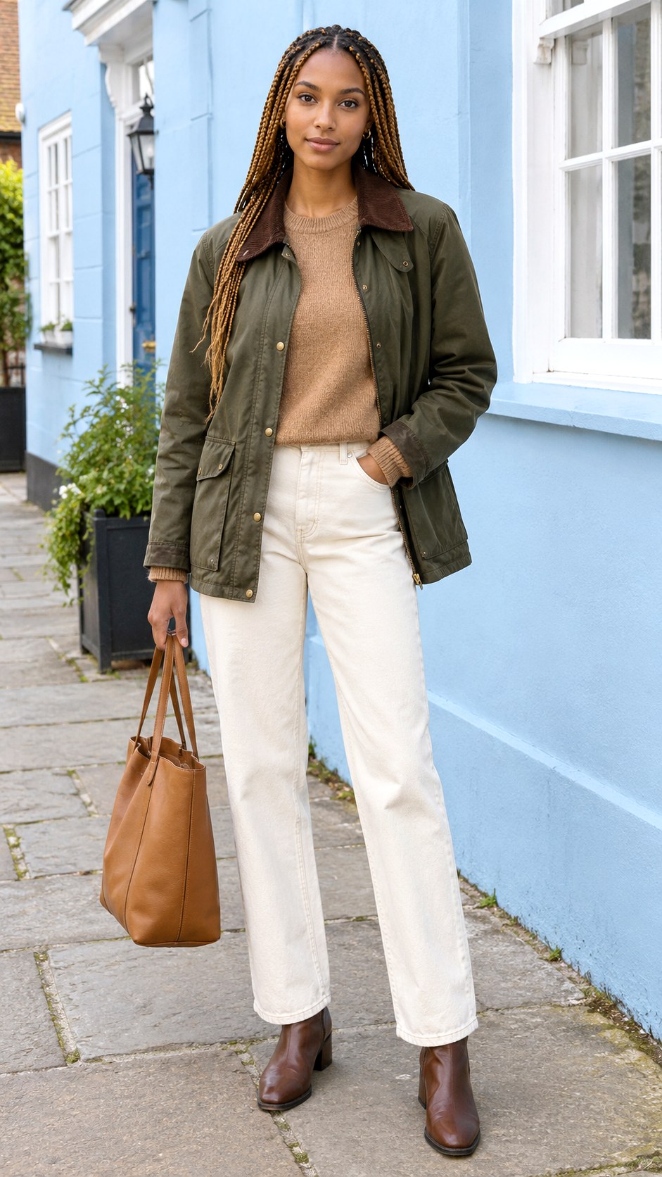 Barn Jacket With Cream Denim - 20 autumn outfits