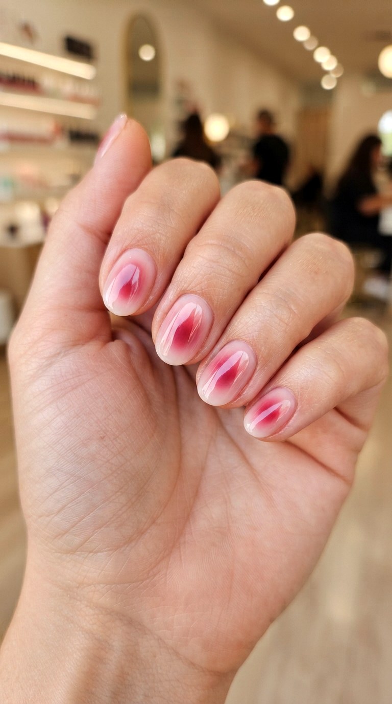 Berry Aura Oval Nails - 24 oval short nail ideas