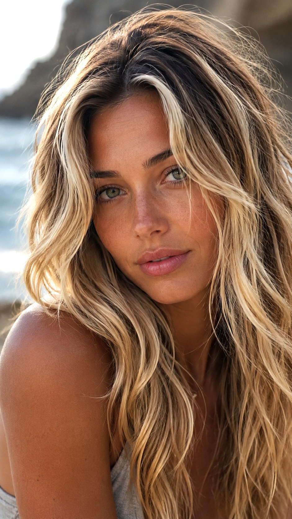 Black Highlights on Beach Waves - 23 black color highlights ideas