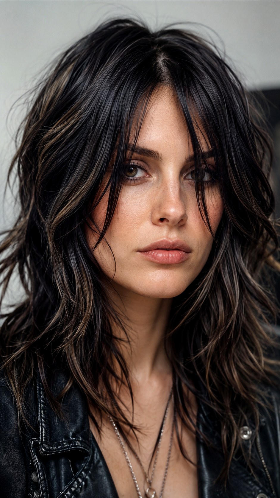 Black Highlights with Wolf Cut - 23 black color highlights ideas