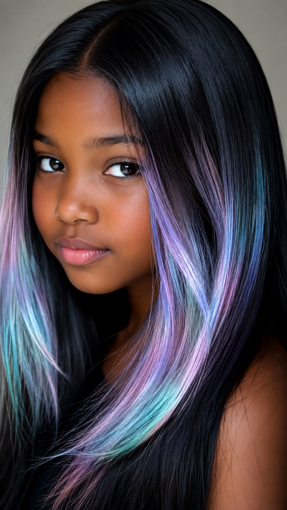 Black Pearl Iridescent Pastel Overlay - 21 black hair color ideas