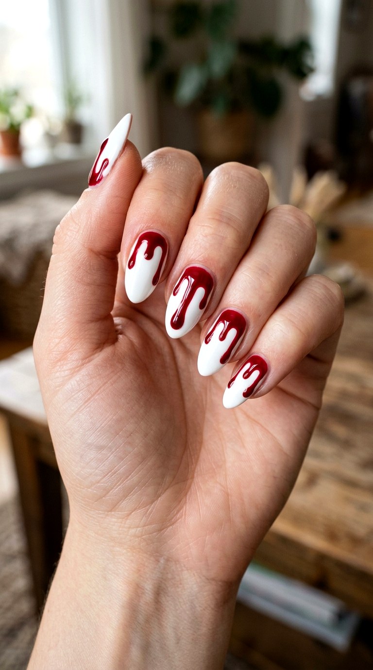Blood Drip Nails - 25 spooky nail ideas