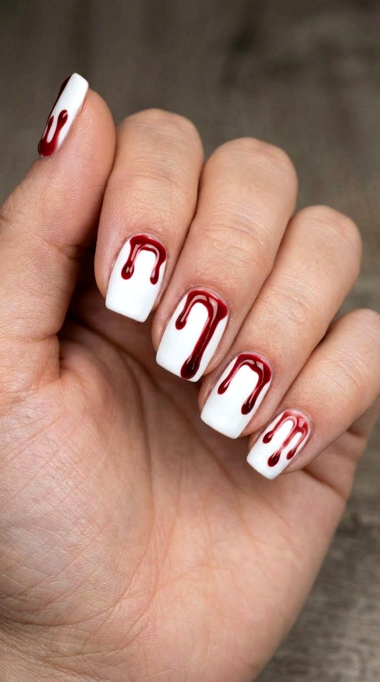 Blood Drip Nails - 20 easy halloween nail ideas