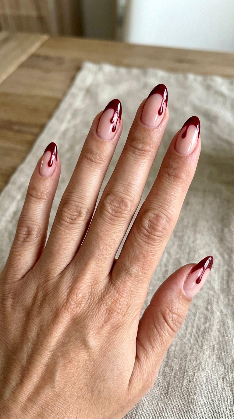 Bloody French Tips Nails - 20 easy halloween nail ideas