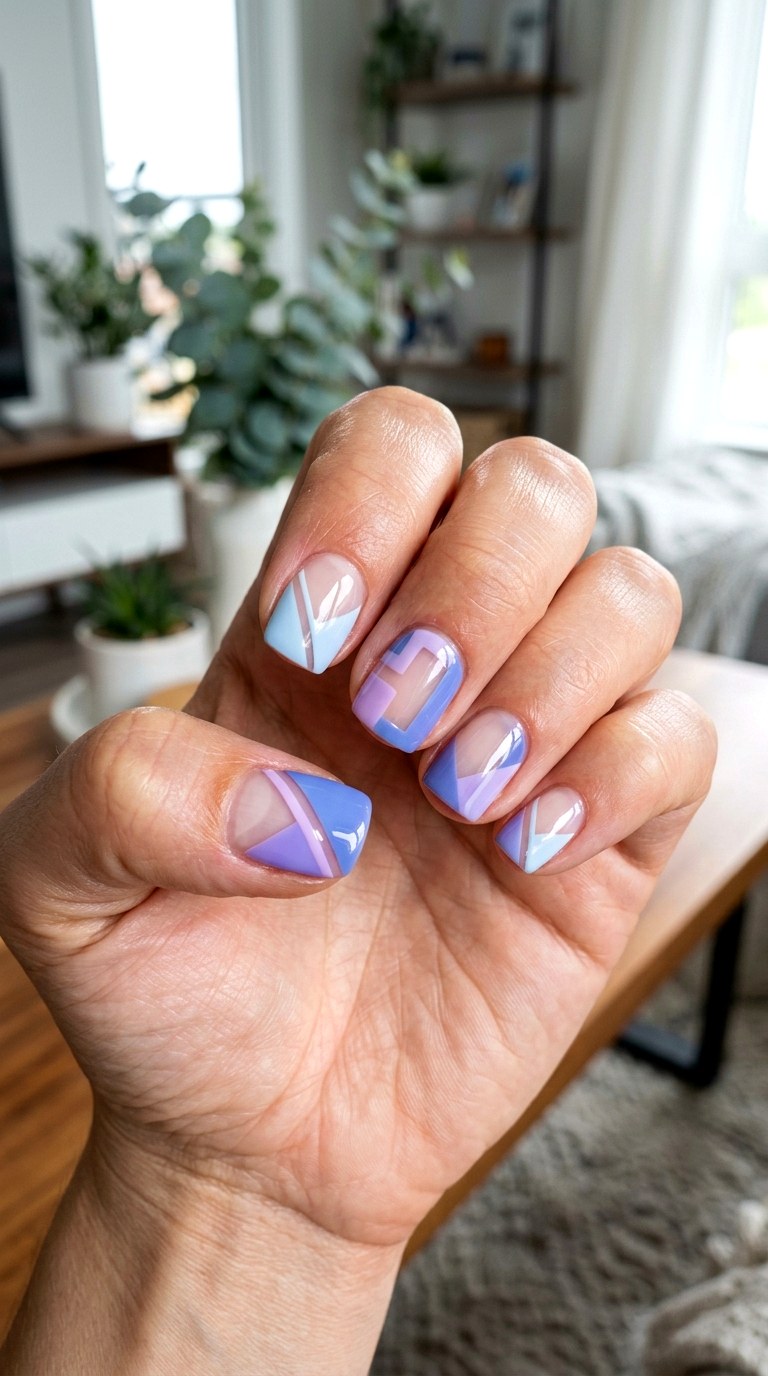 Blue Lavender Negative Space - 25 pastel purple blue nail ideas