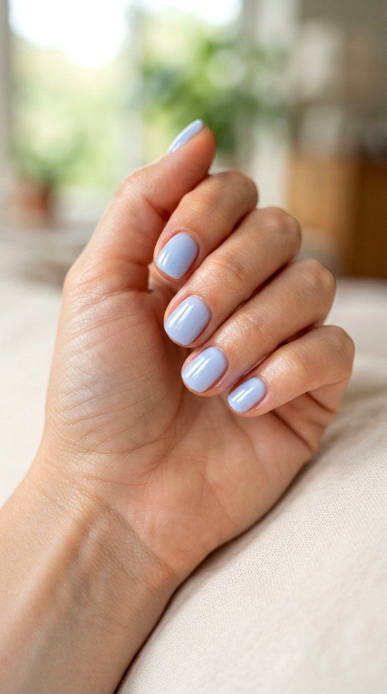 Blueberry Milk Short Nails - 21 blue short nail art inspiration ideas