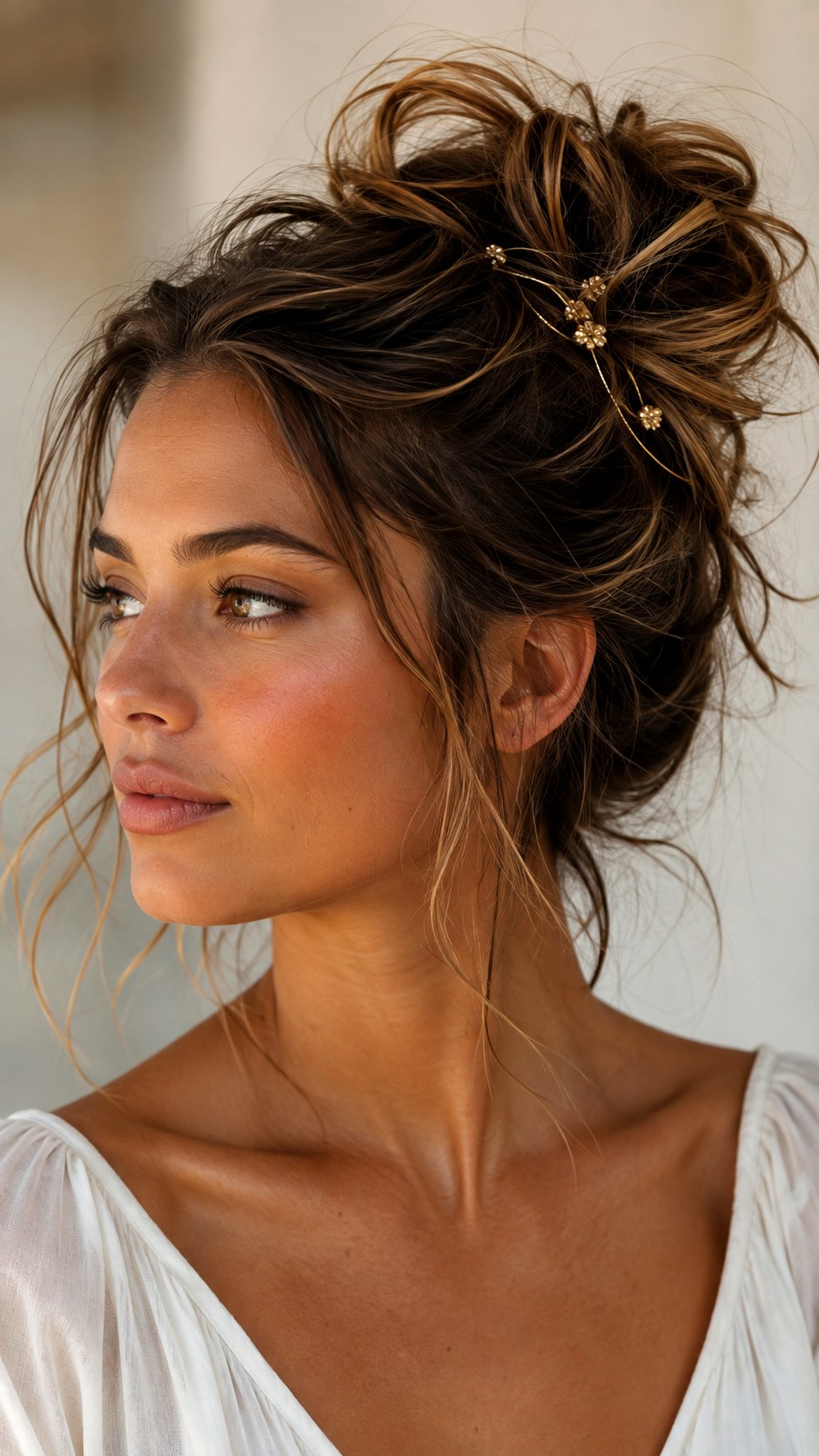 Boho Chic Spiky Messy Bun - 20 spike bun hairstyle ideas