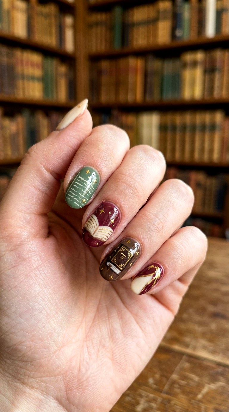 Bookworm Inspired Nail Art - 25 back to school nail ideas