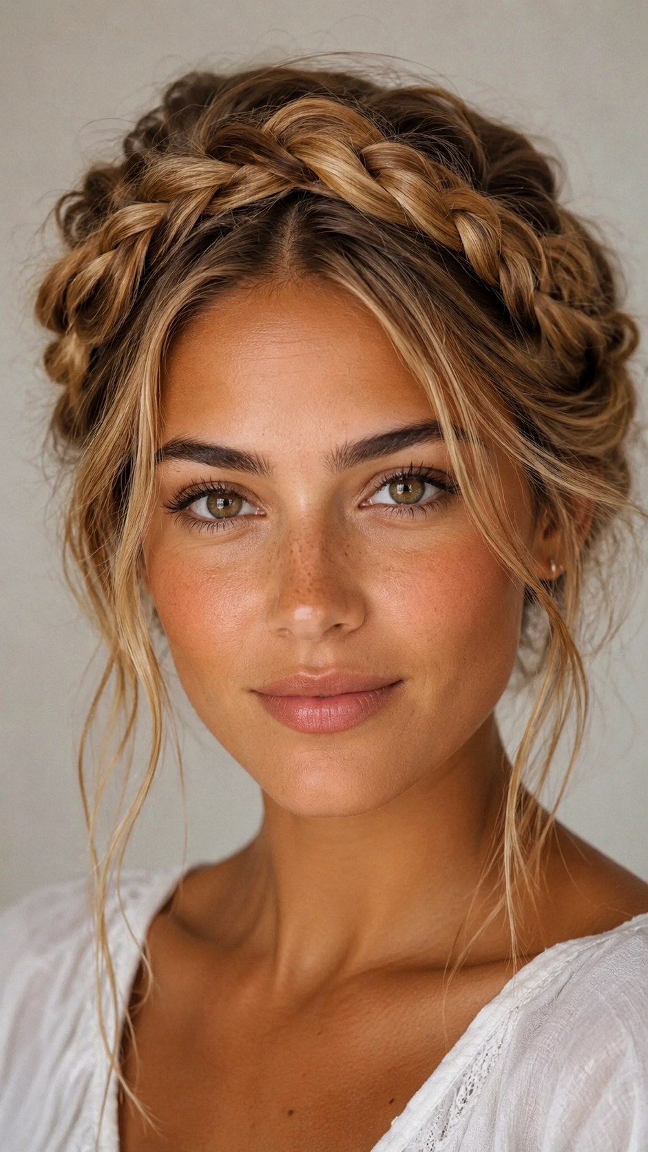 Braided Crown Bun Elegance - 21 bun hairstyle ideas