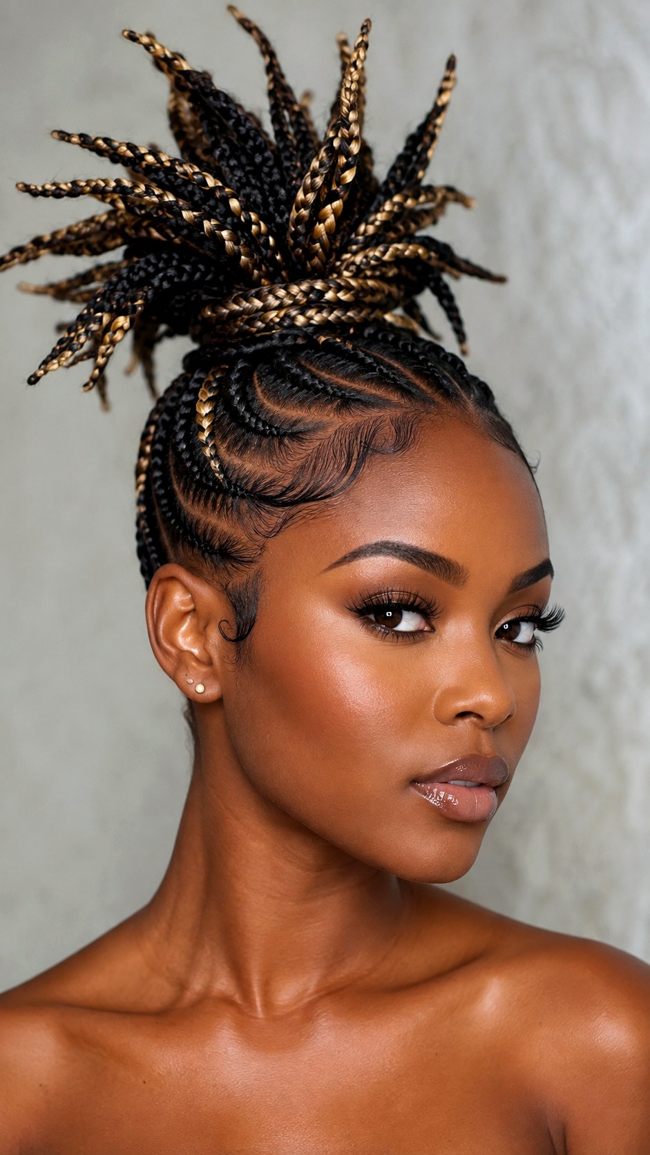 Braided Spike Bun with Edge - 20 spike bun hairstyle ideas